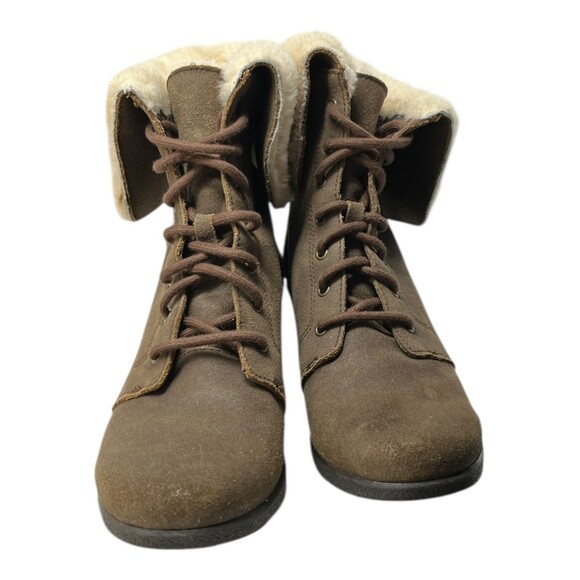 Ugg Zea Wedge Boots Women's 9 Brown Waterproof Suede Shearling - Picture 5 of 11